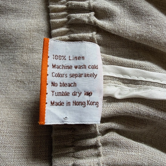 Fridaze Linen Pants Redefined Linen Beige Elastic Waist Women’s Wide Leg | Sz 0X - Picture 15 of 16